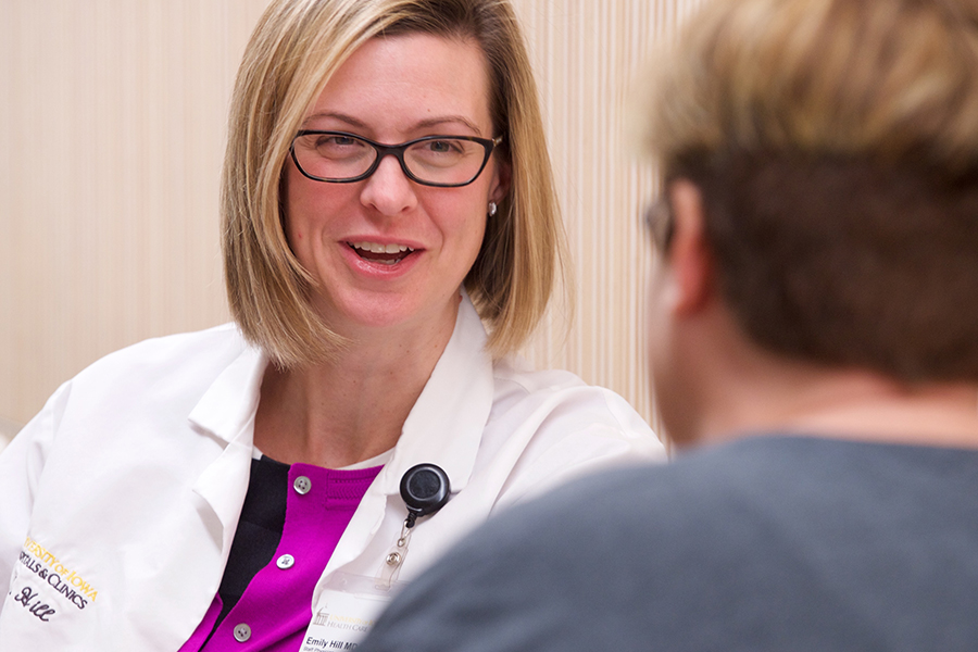 Provider talking with patient