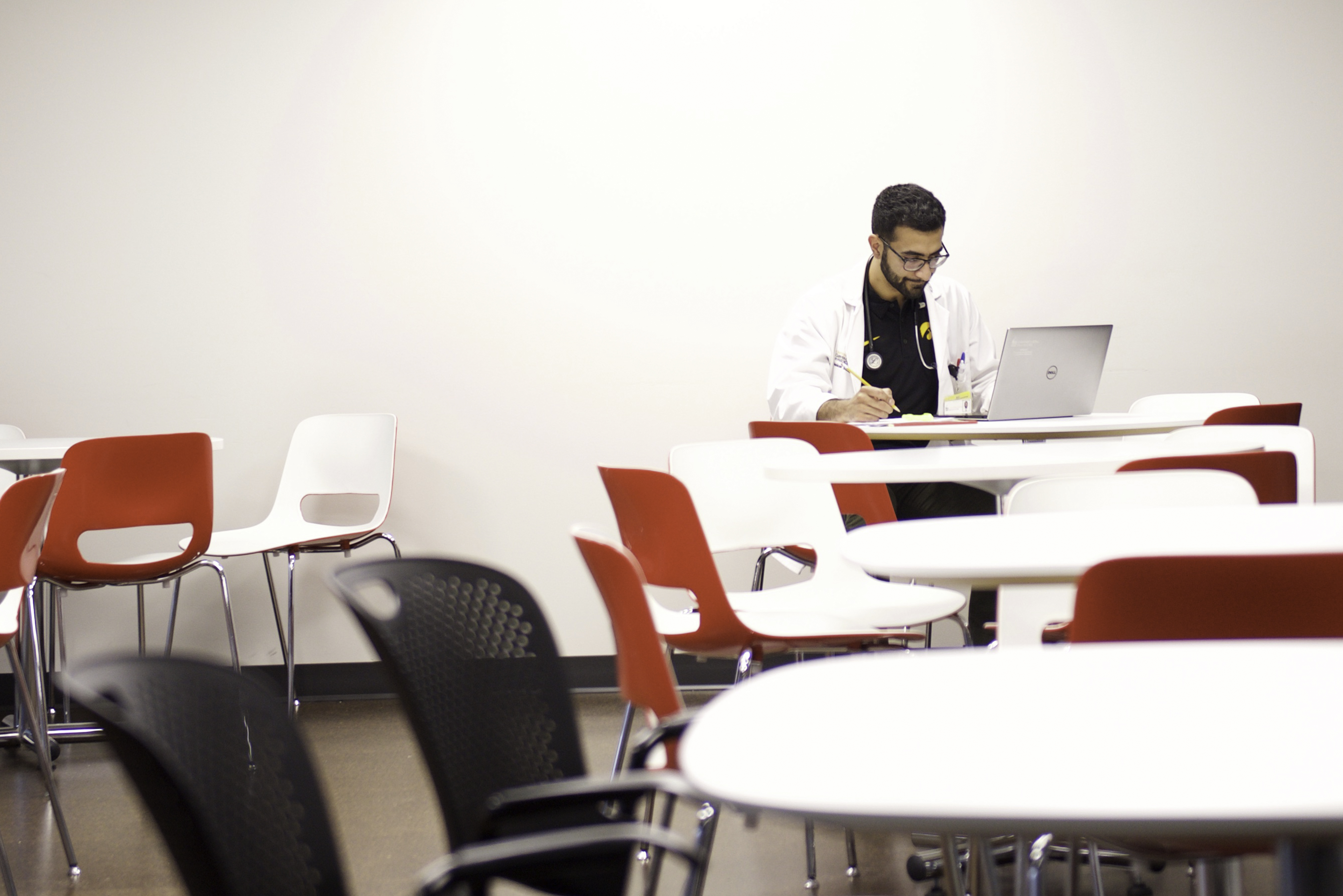 Student at table with computer